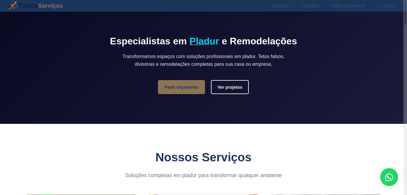 Página inicial do site da Txeca Serviços